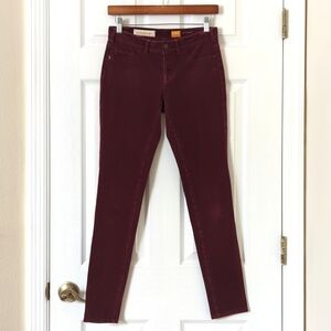 Pilcro Anthropologie Serif Pinwale Corduroy Mid Rise Skinny Pants Maroon 26